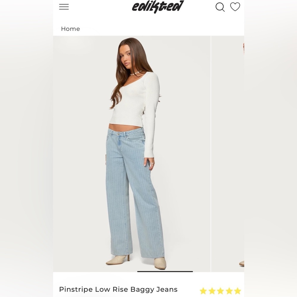 Edikted dark-blue pinstriped jeans